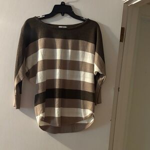 New York & Company Brown and Cream Striped Sweater